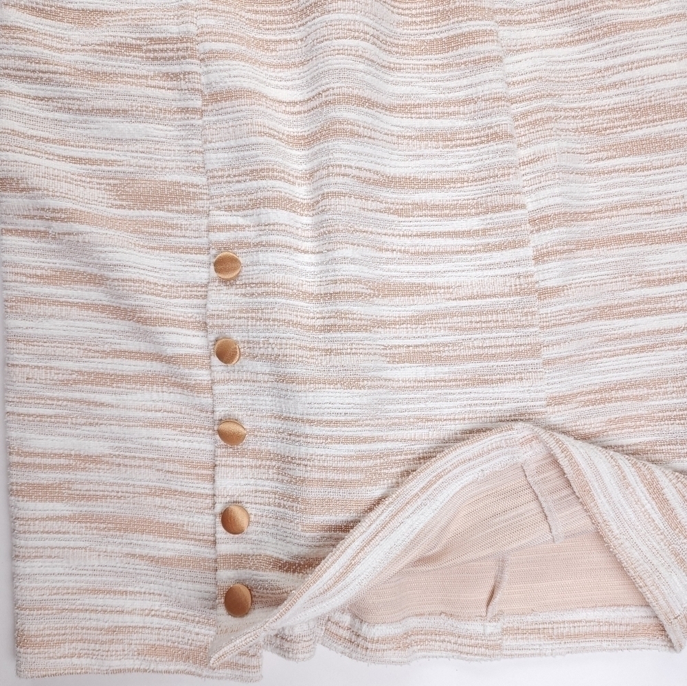 Sharagano White Beige Tweed  Dress Sz 14 - Picture 6 of 12